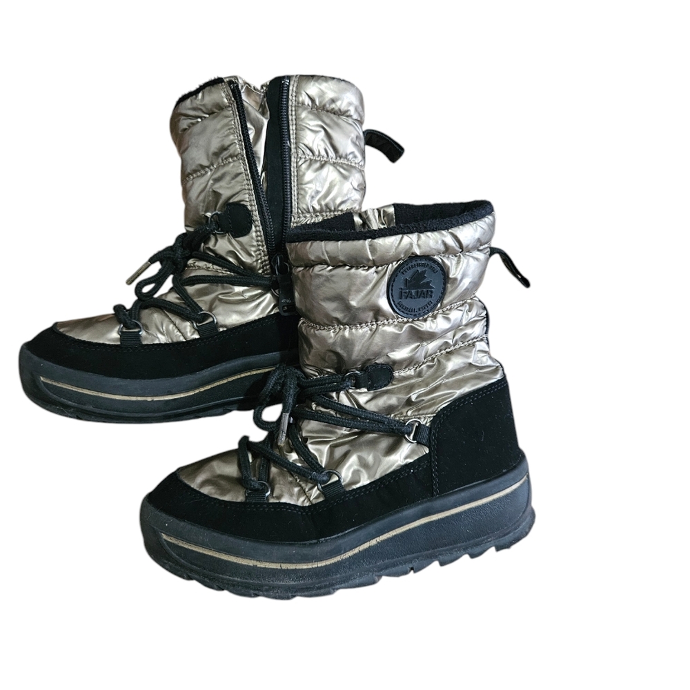 Pajar‎ size 2.5 girl's gold metallic waterproof winter boots